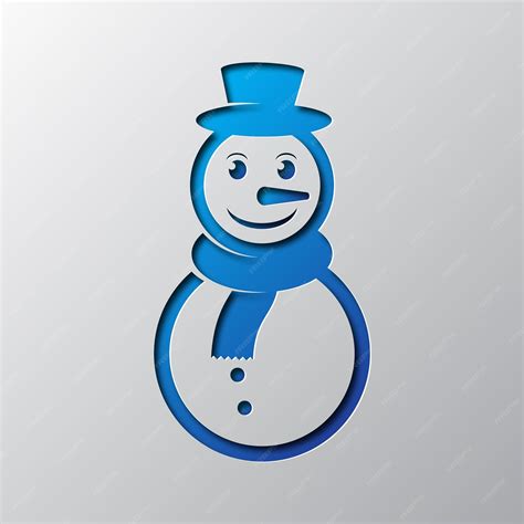 Premium Vector | Paper art of the blue snowman icon vector illustration