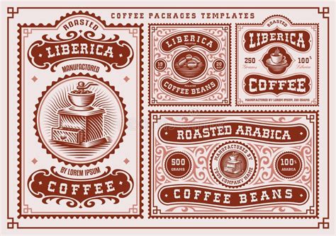 Vintage Coffee Labels Bundle Stock Vector - Illustration of design, hipster: 207816364