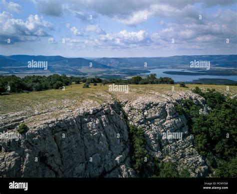 Aerial view mountains and sea from drone Stock Photo - Alamy