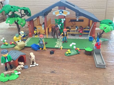 Playmobil Vintage Stable set (3210) including several horses & riders, plus BBQ set ...