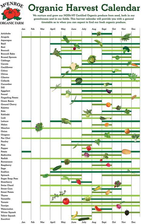 McEnroe Organic Farm | Harvest Calendar