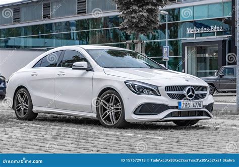 Mercedes Benz CLA white editorial stock photo. Image of building ...