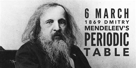 6 March 1869. Dmitry Mendeleev presents the first periodic table to the Russian Chemical Society ...