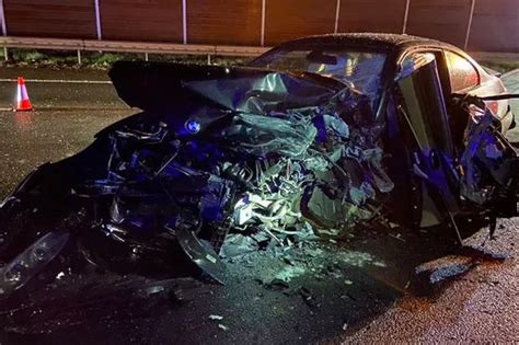 Dangerous driving arrest after crash shuts M5 and turns BMW into a mangled wreck - Devon Live