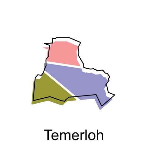 Map City of Temerloh vector design, Malaysia map with borders, cities ...