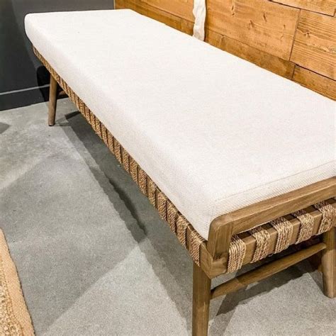 Mid Century Modern Cushioned Bench | Antique Farmhouse