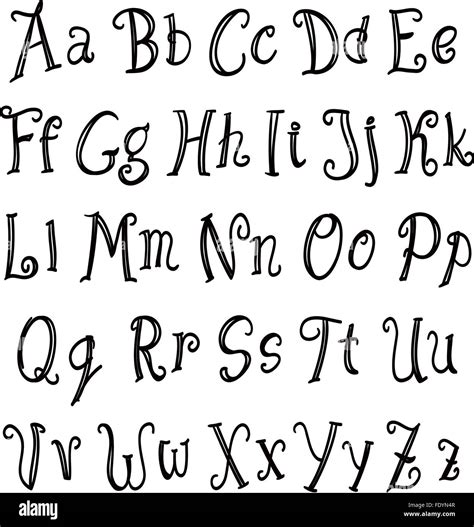 Premium Vector Handwritten English Alphabet Vector Line Art Capital And ...