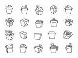 Wok Box With Asian Food Coloring Page Noodle And Rice Hand Drawn Style  sketch template