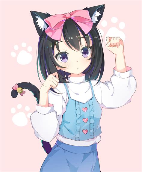 purple eyes, Anime, Anime girls, Animal ears, Nekomimi, Tail, Black ...