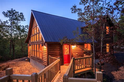 Exterior Twilight 5 Hideaway At Clear Sky Ridge Cabin Rentals Near Wolf Pen Gap In Mena Arkansas ...