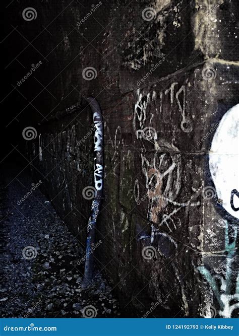 Grunge Graffiti Art on Side of Train Tunnel Stock Image - Image of ...