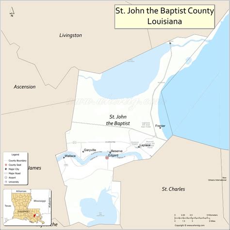 St John the Baptist Parish Map, Louisiana - Where is Located, Cities ...