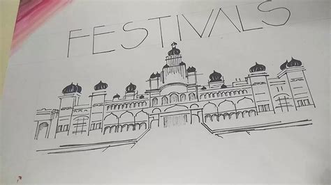 Mysore palace sketch ll Dasara - YouTube