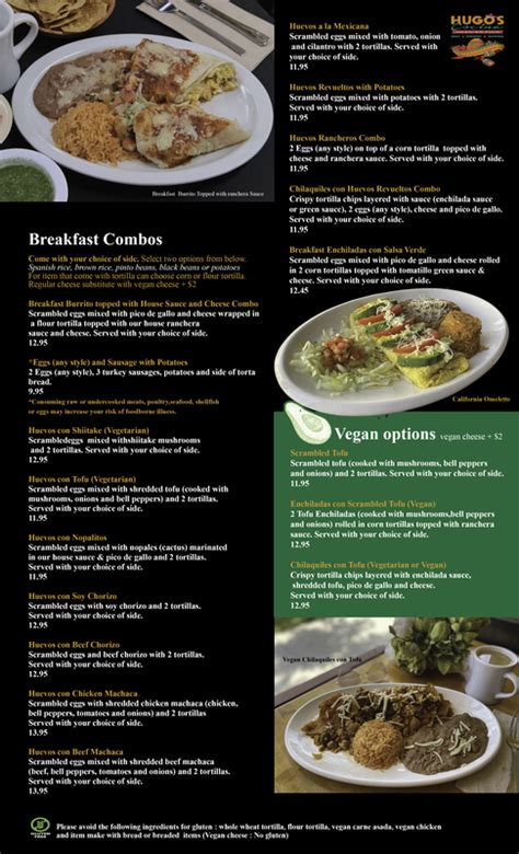 Hugo's Menu - HUGO'S COCINA