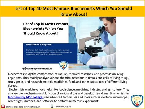 List of Top 10 Most Famous Biochemists Which You Should Know About! by Dolphin Institute - Issuu