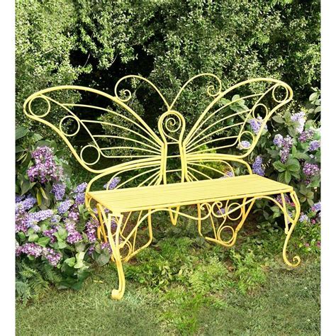 Plow & Hearth Yellow Metal Butterfly Garden Bench | Panchine, Creativo ...