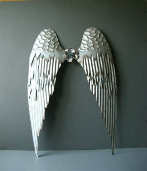 Angel Wings. Silver angel wings wall decor. Tarnished silver