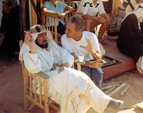 Alec Guinness as King Faisal I & director David Lean on the set of Lawrence of Arabia. Filming ...