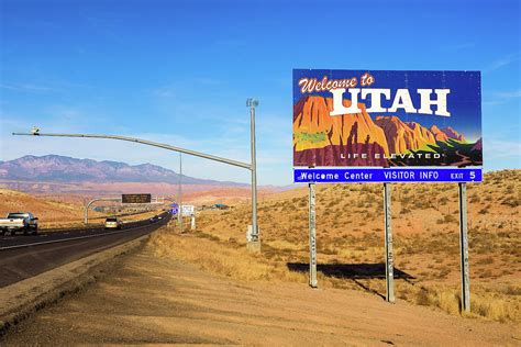 Welcome to Utah State Sign along Interstate I-15 Photograph by Miroslav ...