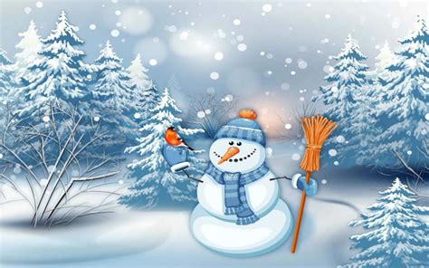 Download Christmas Snowman Bird Sitting Wallpaper | Wallpapers.com