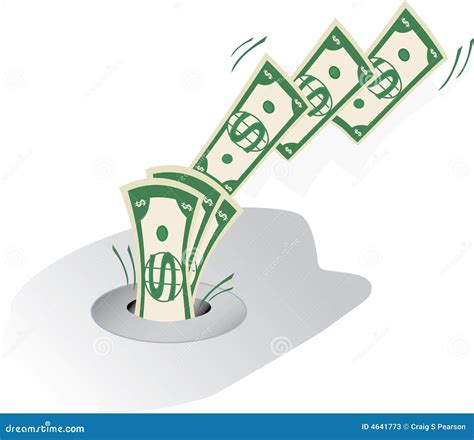 Money down the drain stock vector. Illustration of bill - 4641773