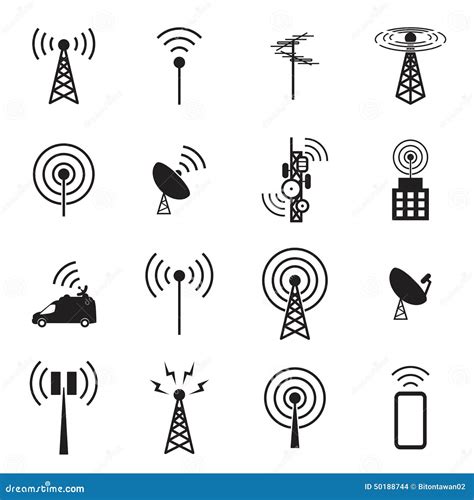 Antenna icon set stock vector. Illustration of data, electronics - 50188744