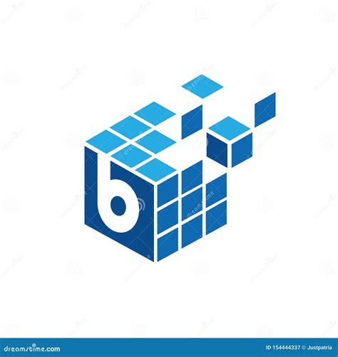 Initial Letter B with Geometric Blue Square Logo Design Inspiration ...