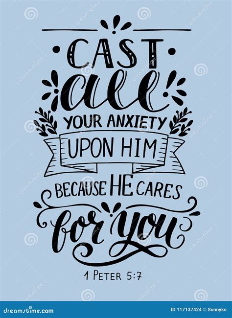 Bible Verse Made Hand Lettering Cast All Your Anxiety upon Him, because he Cares for You. Stock ...