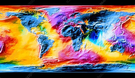 Topography of the world's ocean surface - Stock Image - E250/0057 - Science Photo Library