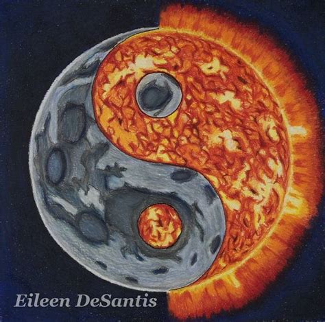 8x8 Yin Yang Sun and Moon Colored Pencil Drawing, Original Yin Yang ...