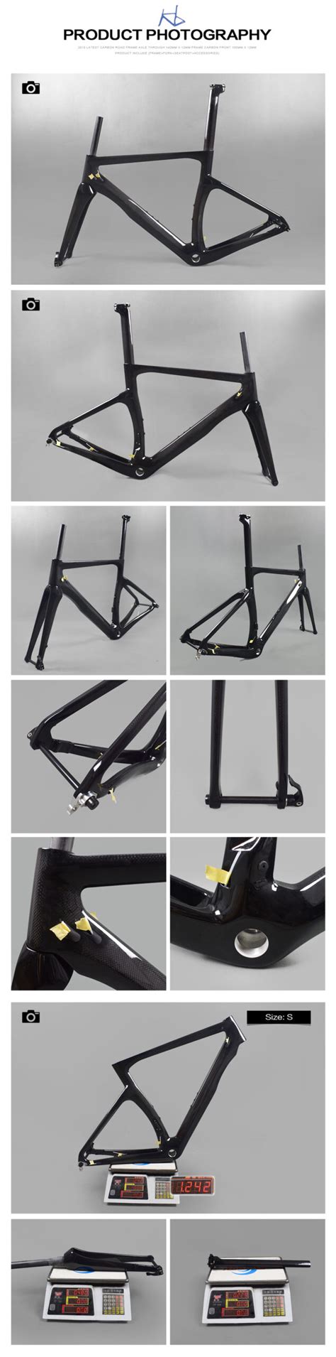 YFR045 T1100 Disc Brake Carbon Fiber Road Frame 142MM Carbon Road Bike Frame Di2 Carbon Fiber ...