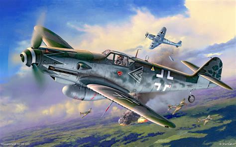 Рисунок 04888 Bf-109G-10 на рабочий стол | Revell - BoxArts War Wallpapers