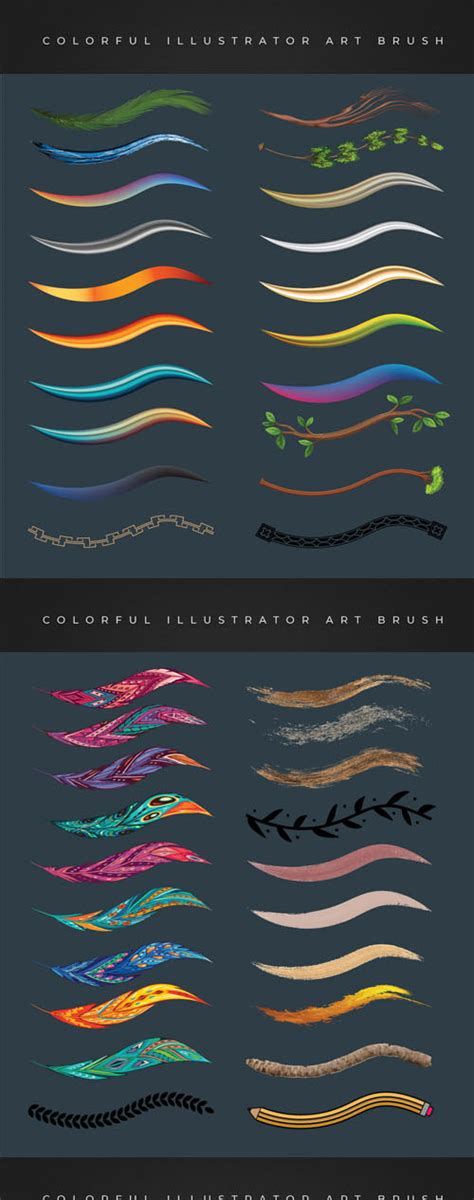 70+ Colorful Illustrator Art Brushes Collection » Daz3D and Poses stuffs download free ...