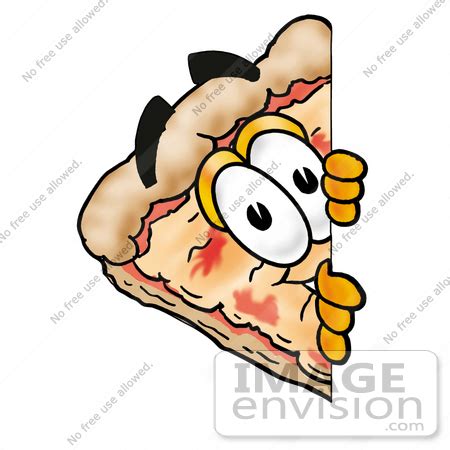 Clip Art Graphic of a Cheese Pizza Slice Cartoon Character Peeking Around a Corner | #25081 by ...