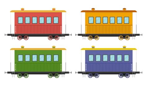 Premium Vector | Set of train wagons illustration isolated