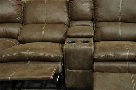 Rustic Brown Microfiber Modern Reclining Sectional