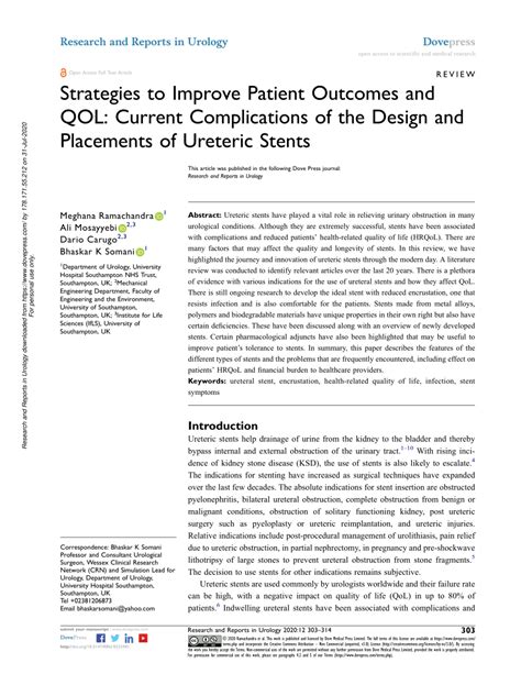 (PDF) Strategies to Improve Patient Outcomes and QOL: Current Complications of the Design and ...