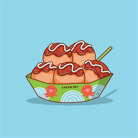 Japanese Street Food Takoyaki 14990438 Vector Art at Vecteezy