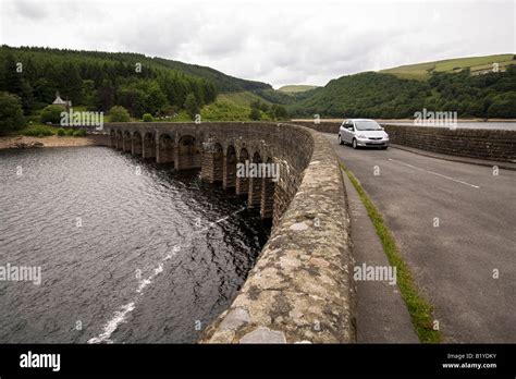 UK Wales Powys Rhayader Elan Valley Garreg Ddu dam with Nant Gwyllt ...