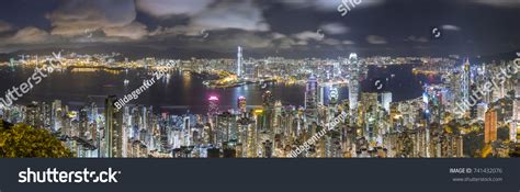 Hong Kong Panorama Skyline Night View Stock Photo 741432076 | Shutterstock