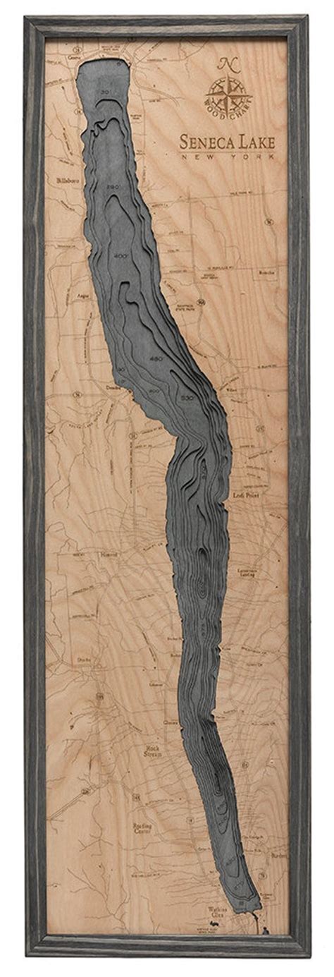 Seneca Lake Wood Carved Topographic Depth Chart / Map | Etsy | Lake art ...