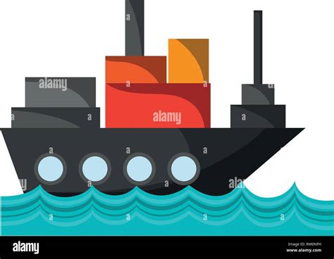 freighter ship with container in the sea Stock Vector Image & Art - Alamy