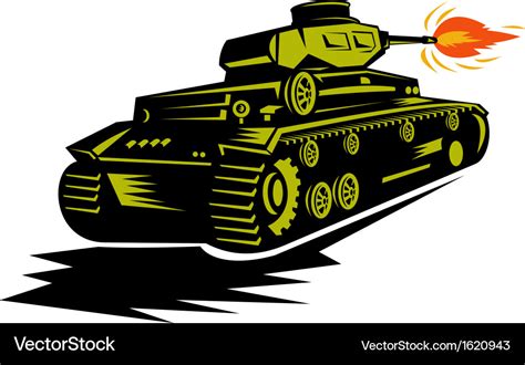 World war two battle tank firing cannon Royalty Free Vector