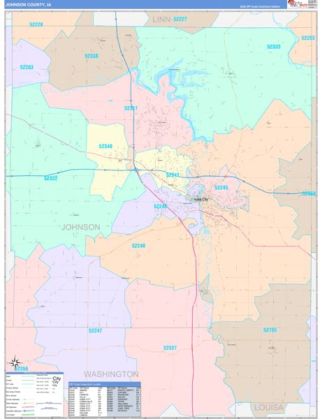 Johnson County, IA Wall Map Color Cast Style by MarketMAPS - MapSales