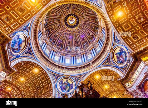 Michelangelo Dome, Saint Peter's Basilica, Vatican, Rome, Italy. Dome built in 1600's over altar ...