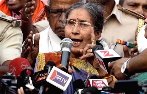 Jashodaben Modi talks to press