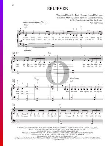 Believer (Imagine Dragons) Piano Sheet Music - OKTAV