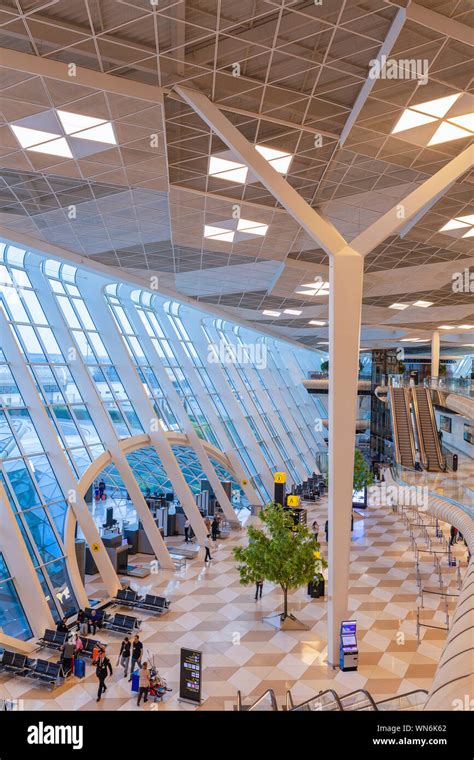 Heydar Aliyev International airport interior, Baku, Azerbaijan Stock ...