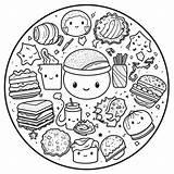 Cute Fast Food Coloring Sheet  Page sketch template