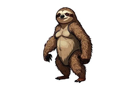 Sloth Full Body Cartoon Vector Graphic by BreakingDots · Creative Fabrica